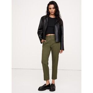 Banana Republic All Day Pant Womens L Tall Olive Green Elastic Waist Tencel